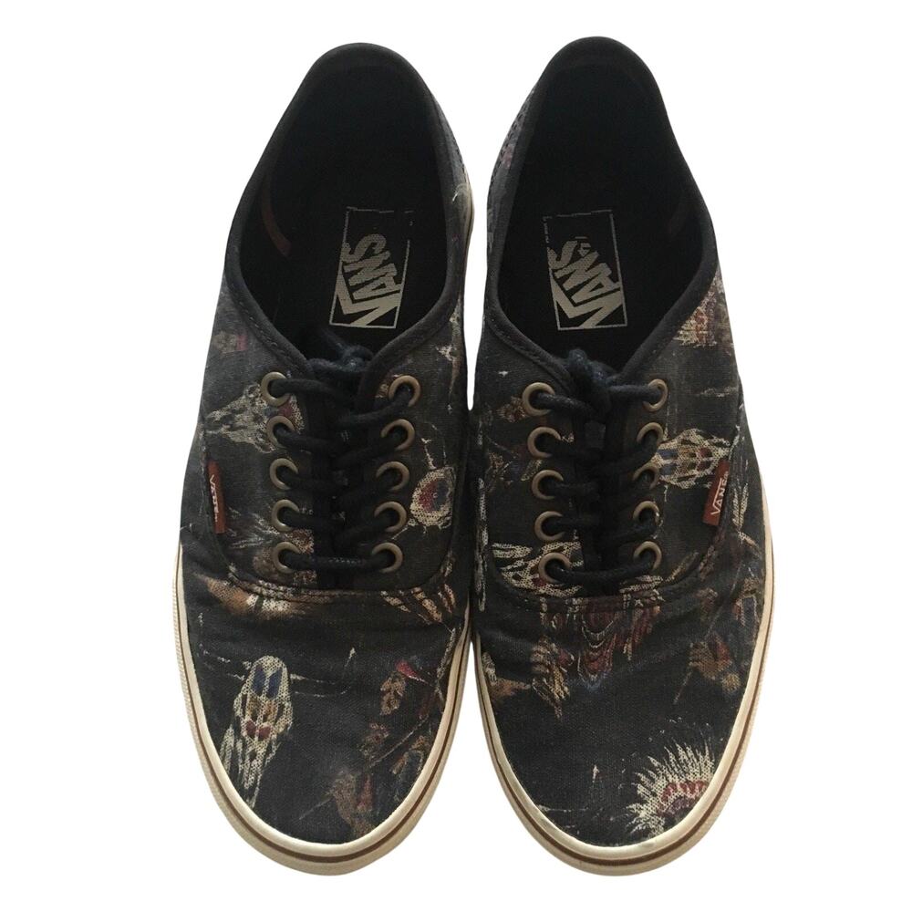 Cow Skull Vans Native American Navy Blue Mens 6.5 Womens 8 Western Print
